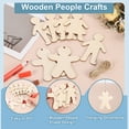 thumbnail image 4 of Uxcell 4" Height Natural Wooden People Cutouts, 50Pcs Blank People Shapes Unfinished Wood with Holes Ornaments & Jute Twine, 4 of 6