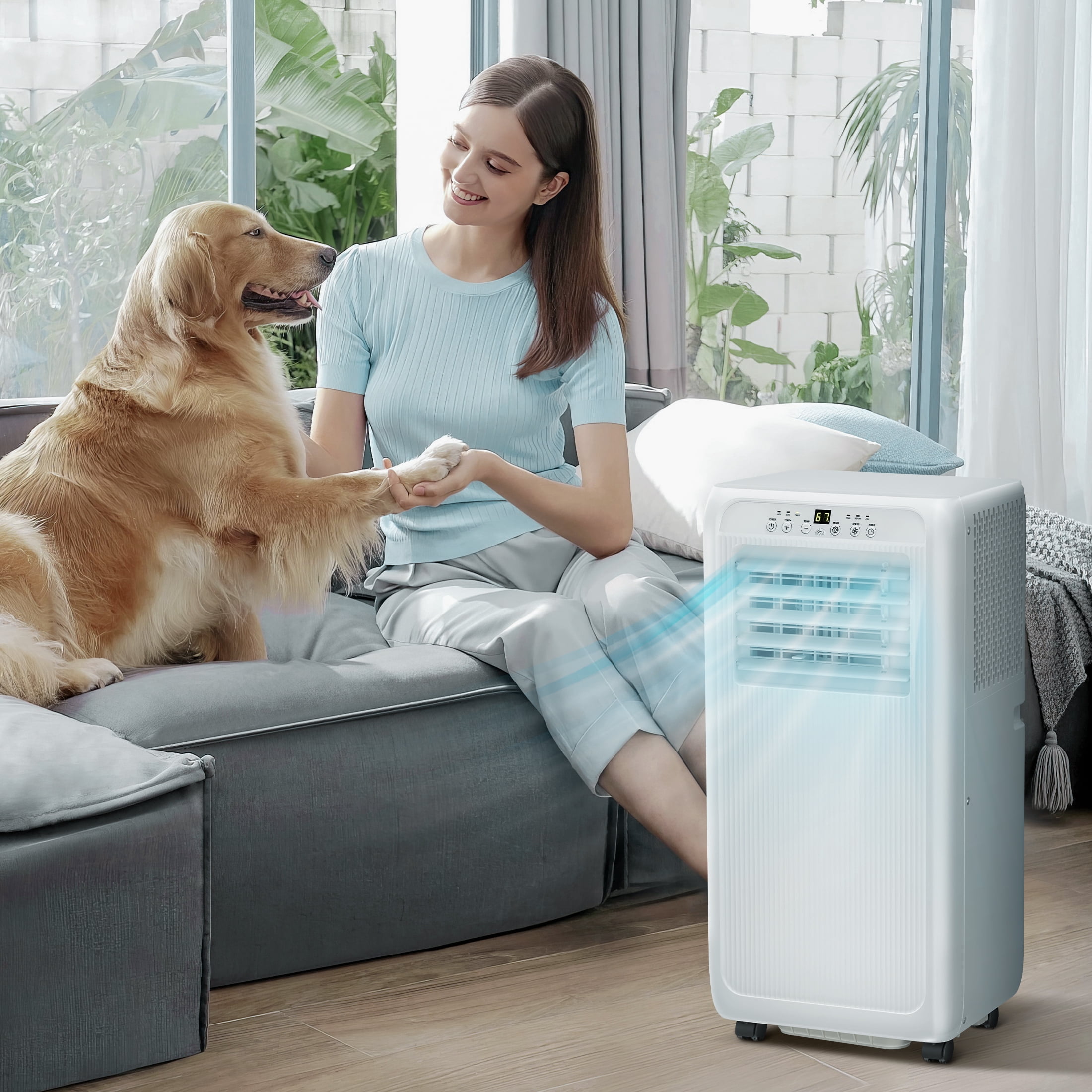 KISSAIR 10000 BTU Portable Air Conditioner, Dehumidifier, Fan, Sleep Mode, 4 in 1 AC with 24-Hour Timer