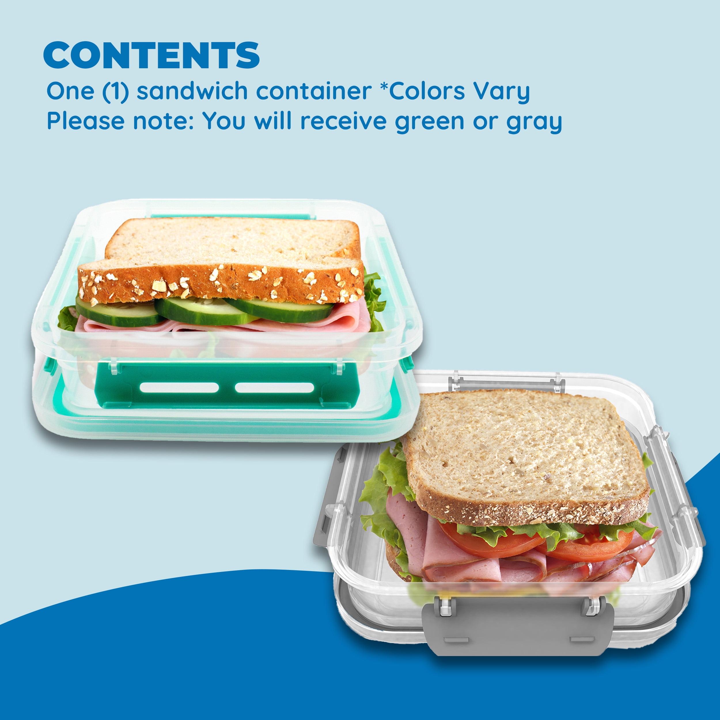 SDJMa Sandwich Containers 5x5, Sandwich Lunch Box with Lid, Portable  Sandwich Box for Office School Work Outdoor Picnic, BPA Free, Microwave 