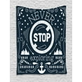 thumbnail image 1 of Quote Tapestry, Anchor and Star Silhouette with Never Stop Exploring Slogan on Dark Backdrop, Wall Hanging for Bedroom Living Room Dorm Decor, 40W X 60L Inches, Dark Blue and White, by Ambesonne, 1 of 2