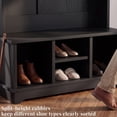 thumbnail image 4 of OMCHOM Hall Tree with Bench and Shoe Storage, 71" Farmhouse 4-in-1 Mudroom Storage Organizer with Coat Rack, 4 Shoe Cubbies, Storage Shelf for Entryway, Hallway, Living Room(Black), 4 of 7