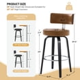 thumbnail image 3 of 29"Swivel Counter Height Bar Stools, Upholstered Modern Faux Leather Barstools with Back&Walnut Wood Legs Counter Stools with Footrestfor Kitchen Island, Brown, 3 of 10