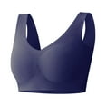 thumbnail image 4 of Riecok Womens Bra Wirefree Push Up Ladies Traceless Comfortable No Steel Ring Breathable Gathering Bra Woman Underwear Daily Bralette Breathable Wide Strap Basic Bra L Blue, 4 of 6