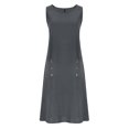 thumbnail image 5 of Women's Sleeveless V Neck Casual Dress, Buttonless Design, Lightweight Blend, Warm Weather Wear, 5 of 7