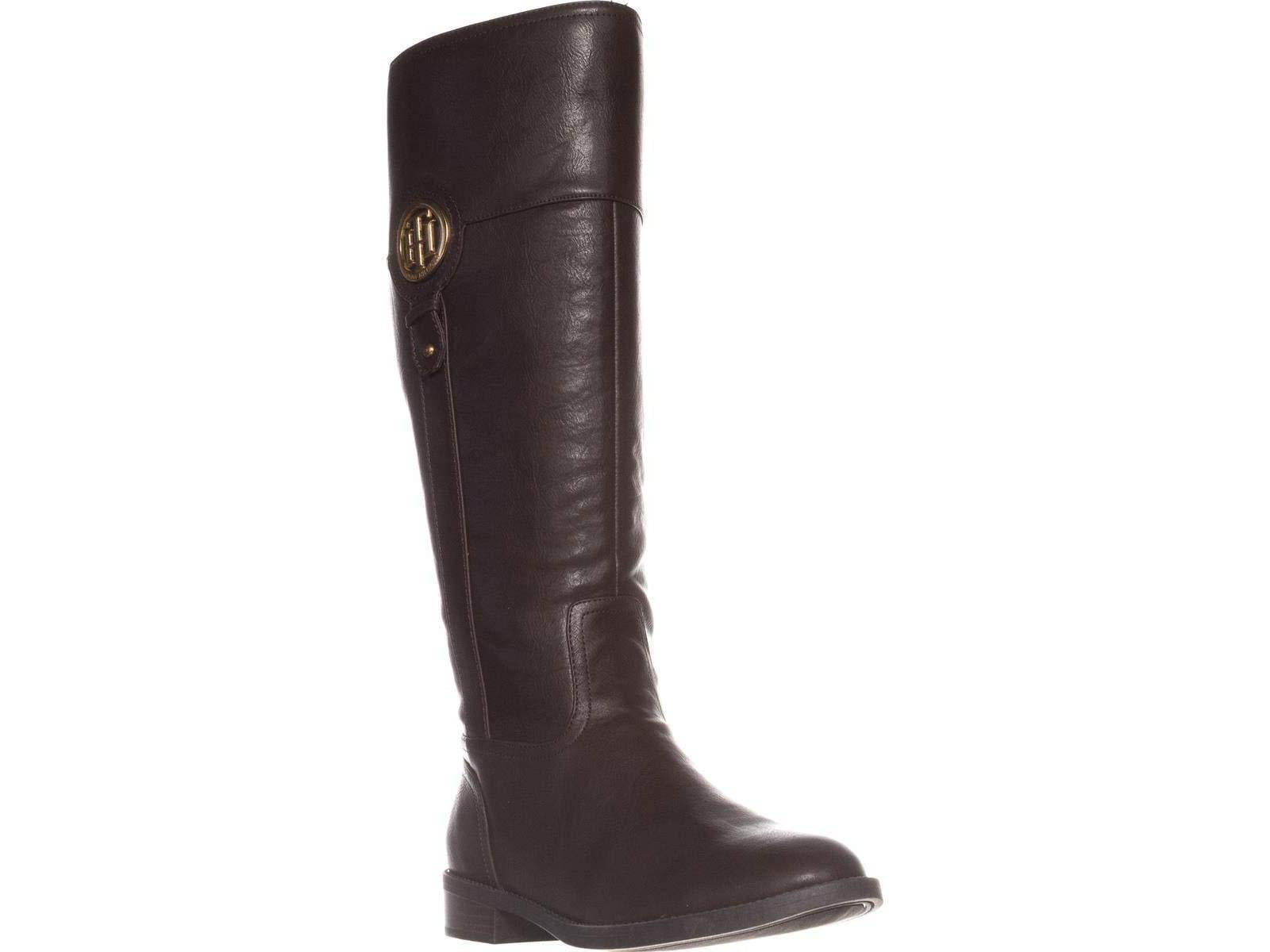 tommy hilfiger riding boots black and brown