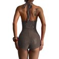 thumbnail image 2 of inhzoy Women Shiny Sequins Jumpsuit Deep· V Neck Short Romper One Piece Night Party Disco Clubwear Rave Outfit Brown L, 2 of 3