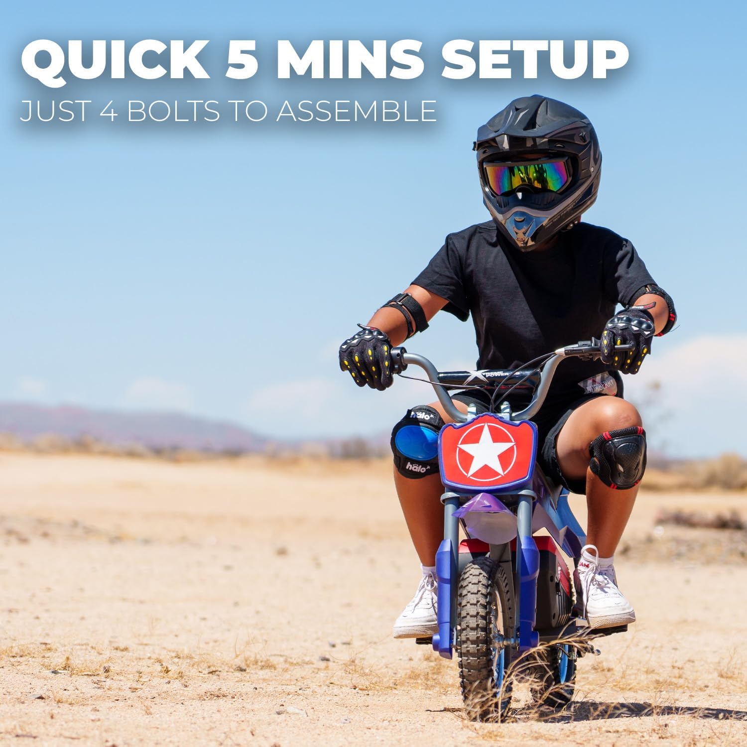 XtremepowerUS 24V 250W Electric Dirt Bike, 1-Seater Battery-Powered Ride-On Motorcycle, 14 MPH, Blue/Red
