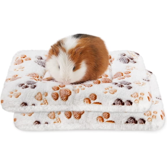 Reusable Washable Guinea Pig Bed Mat 2 Pack, Warm Fleece Small Animal Mattress for Rabbit Bunny, Soft Winter Bed Pad for Rat, Chinchilla, Hedgehog, Sugar Glider