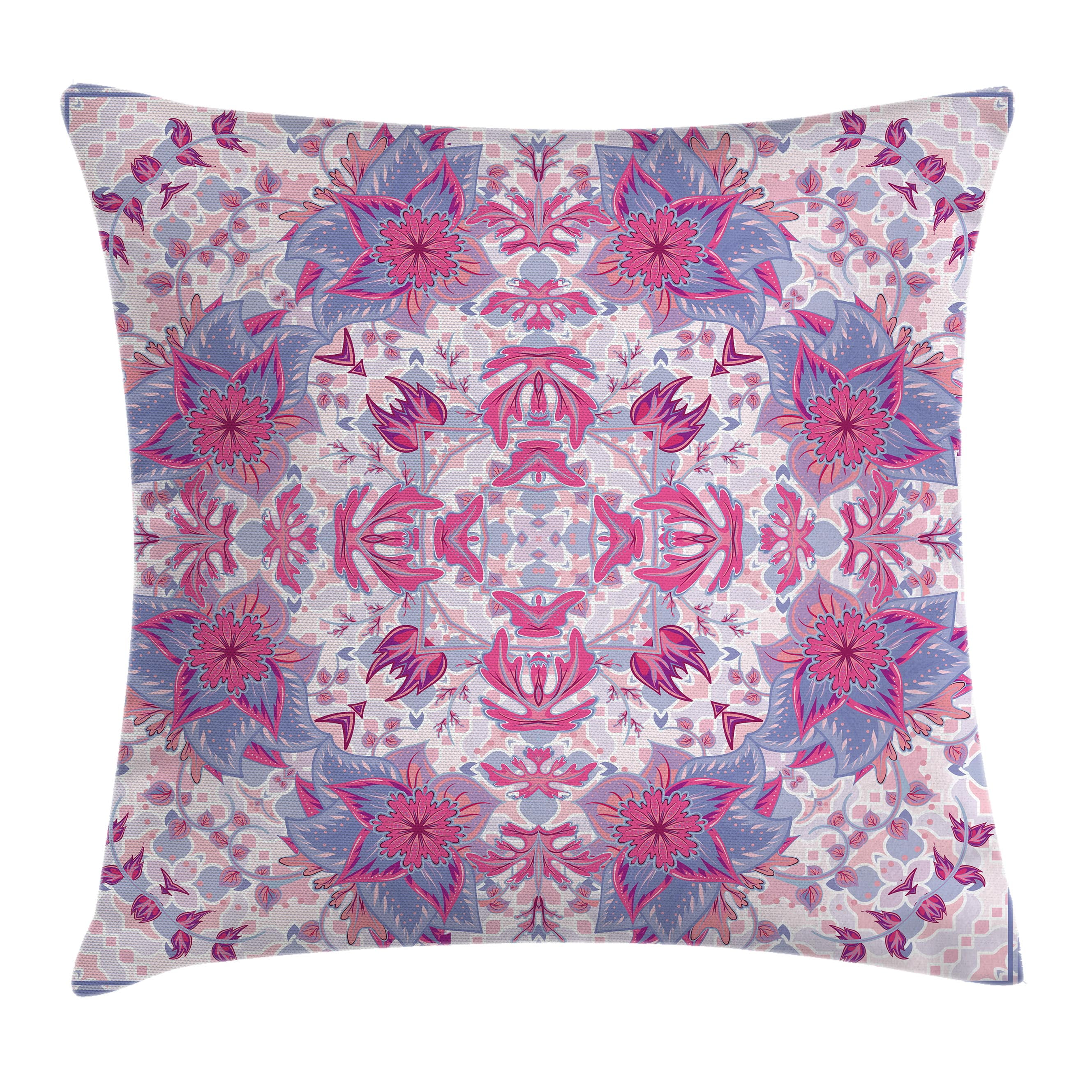 Mauve Decor Throw Pillow Cushion Cover, Arabesque Boho Ethnic Middle