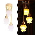 thumbnail image 2 of Three Head Gold Base Miniature Ceiling Lamp Dollhouses Chandelier LED Lamp 1/12 Scale for Living Room Scene Decoration, 2 of 9