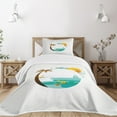 thumbnail image 3 of Ambesonne Beach Quilted Bedspread Set 2 Pcs, Tropic Paradise Summer, Twin Size, Turquoise Marigold Brown, 3 of 6