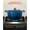 thumbnail image 4 of VEVOR Enameled Cast Iron Dutch Oven, 6 Quart Pot with Lid and Dual Handles, Heavy-Duty Durable Cookware Pan, Oven Induction Compatible up to 500℉, for Braising, Stews, Roasting, Bread Baking, Blue, 4 of 9