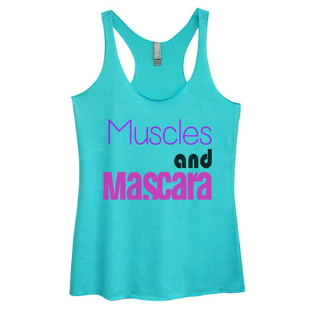 Women S Triblend Tank Top Muscles Mascara Cute Workout Shirt Funny Threadz Large Blue