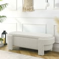 thumbnail image 2 of Modern Large Storage Entry Bench in Cream Linen Upholstery with Foam Padding - Ideal for Living Spaces, 2 of 9