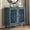 Blue, variant on Antique Black Sideboard Buffet Accent Credenza Storage Cabinet with 2 Hollow Floral Carved Doors Small Modular Console Table for Kitchen Living Room Entryway 31.5 Inch