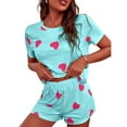 thumbnail image 2 of Bibifish Womens Pajama Sets Short Sleeve Pajama Sets Crewneck Tops And Pants With Heart Printed Sleepwear Top And Pant 2 Piece Sleepwear, 2 of 8