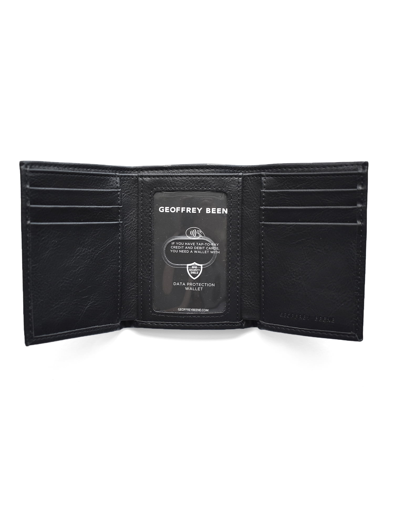 Geoffrey Beene Men's Trifold Wallet with Clear ID Case RFID Blocking