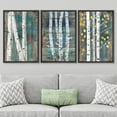 thumbnail image 3 of IDEA4WALL Framed Canvas Print Wall Art Set of 3 Retro Vintage Forest Trees on Wood Background Wall Decor Spring Birds Nature Wilderness Botanical Prints Minimal Bohemian Artwork - Black 16"x24"x3, 3 of 5