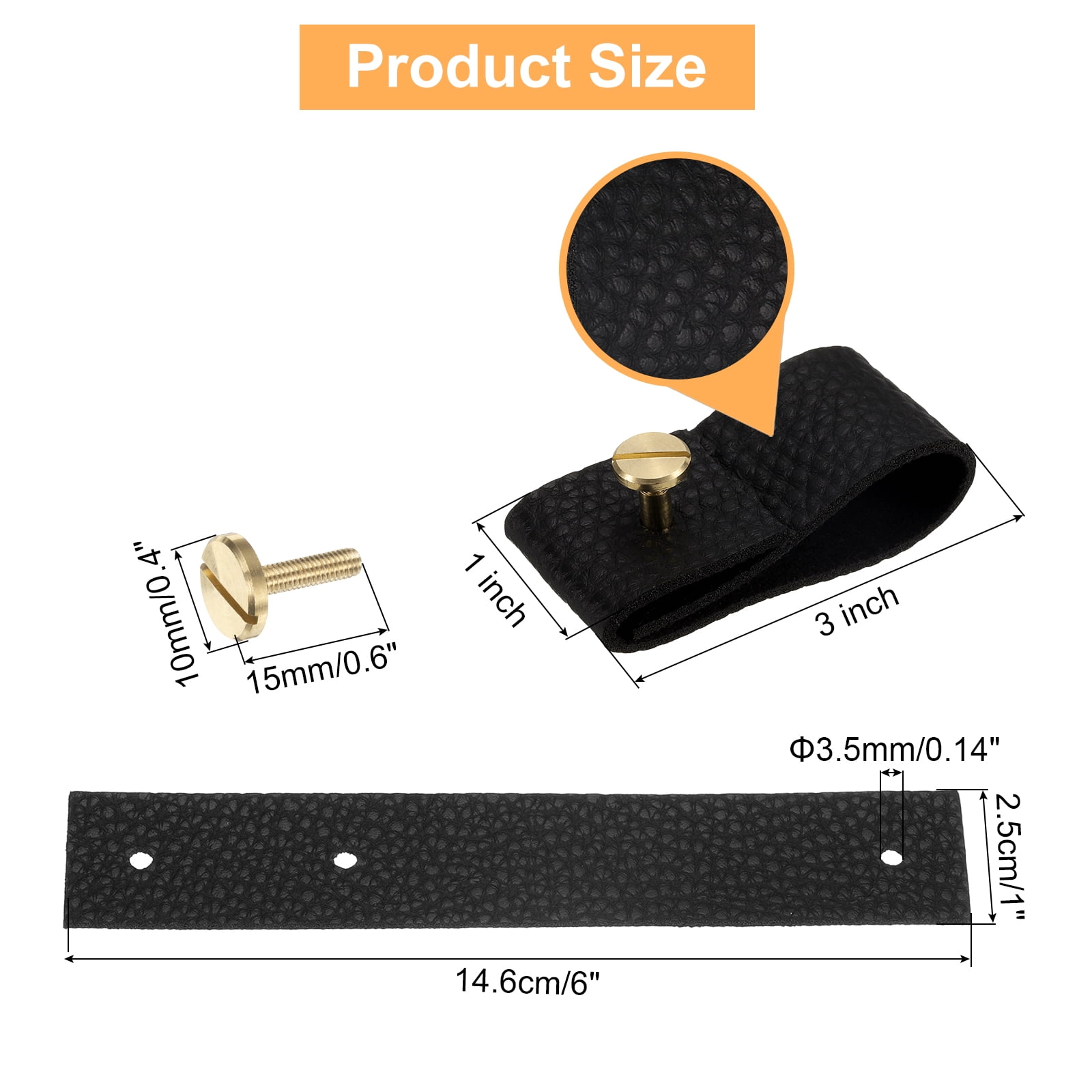 Unique Bargains Leather Drawer Pulls Replacement of Traditional Knobs for Dresser Black