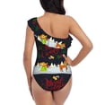 thumbnail image 5 of Gaeub Merry Christmas Elk Women's One Shoulder Ruffle Tummy Control Swimwear for Swimming Surfing Beach Party - X-Large, 5 of 8