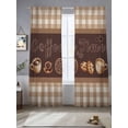 thumbnail image 2 of Coffee Time Beans Sheer Curtains 2 Panels Set Desserts Vintage Brown Plaid Farmhouses Sheer Window Curtains Light Filtering Rod Pocket Voile Drapes for Bedroom Living Room 52"X108", 2 of 8