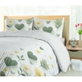 thumbnail image 3 of Ambesonne Daisy Duvet Cover Set, Flowers Hearts and Leaves, Calking, Reseda Green Pale Yellow, 3 of 4