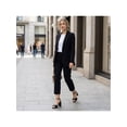 thumbnail image 6 of BLISSFUL STEP Raffia Open Toe High Heels Sandal Ankle Strap Block Heel Sandals for Women Black (Size 6.5), 6 of 8