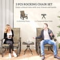 thumbnail image 3 of 3-Piece Outdoor Gliding Rocking Chair and Bistro Tea Table Set, Brown Powder-Coated Steel Frame with Breathable Mesh and Tempered Glass, for Patio, Garden, or Porch, 3 of 7