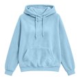 thumbnail image 2 of Vixolx Casual Solid Hoodies for Women Drawstring Fleece Hooded Sweatshirt with Kangaroo Pocket Fall Winter Long Sleeve Pullover, 2 of 7