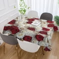 thumbnail image 5 of YAZAOO Square Tablecloth Red and White Roses Rings Pattern Tableclothes, 5 of 9
