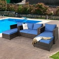 thumbnail image 1 of Gymax 5PCS Outdoor Patio Rattan Conversation Sofa Furniture Set w/ Navy Cushions, 1 of 10