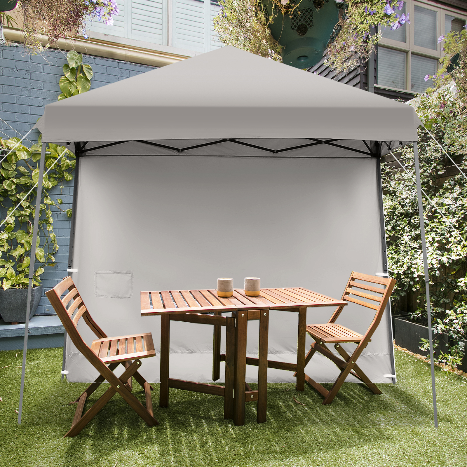 Patiojoy 10x10 ft Pop up Canopy Tent One Person Set-up Instant Shelter with  Central Lock W/ Roll-up Side Wall Grey