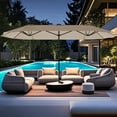 thumbnail image 2 of Gymax 15.5 FT Double-sided Patio Umbrella w/ Solar Lights Outdoor Twin Size Umbrella Beige, 2 of 10