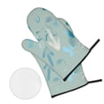 thumbnail image 3 of YFYANG Oven Mitts and Pot Holders Sets 4 Pieces, Non-Slip Heat Resistant Blue Star Geometric Art Kitchen Glove Pot Mat for Cooking and Baking, 3 of 8