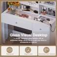 thumbnail image 5 of Makeup Vanity Desk with Mirror and Lights, Bedroom Dressing Table with 2 Drawers and Cabinet, 3 Lighting Mode, Vanity Table with Glass Top and Storage Shelves, for Women Girls, 5 of 15
