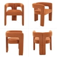 thumbnail image 6 of Guyou Modern Boucle Dining Chair Set of 4, Velvet Upholstered Barrel Chair, Comfy Armchair with Open Backrest, Vanity Side Chair Accent Chair for Living Room Bedroom Dining Room, Orange, 6 of 9