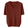 thumbnail image 4 of NMMUED Women's Short Sleeve Sweater Soft Sweaters for Women Knit Sweater for Women Lightweight Sweaters for Women Pull Over Sweaters Womens Pullover Sweaters for Women Brick Red S, 4 of 4