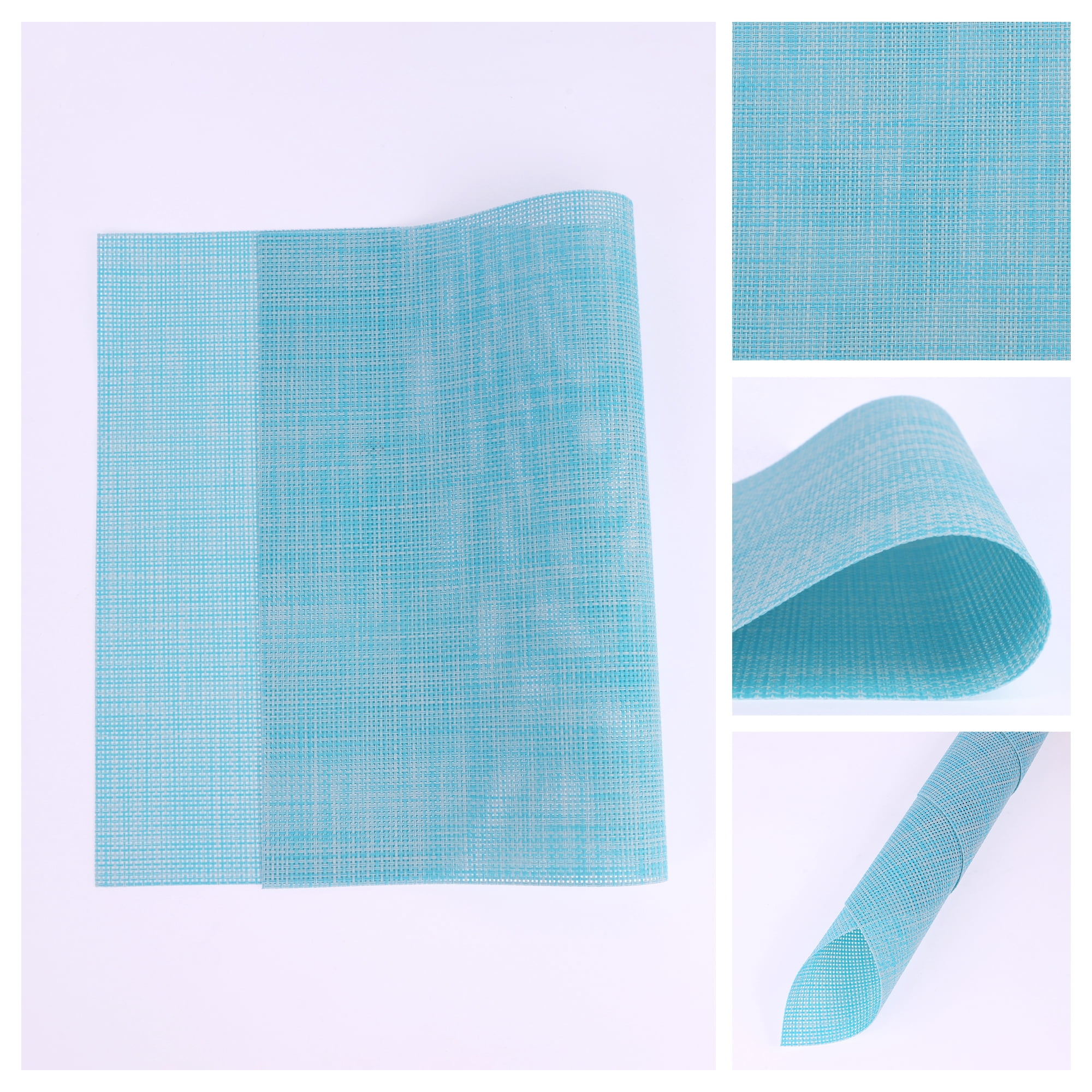 Unique Bargains 8 Pack Washable Placemats for Table Decor Wipeable Place Mat Blue 18x12in