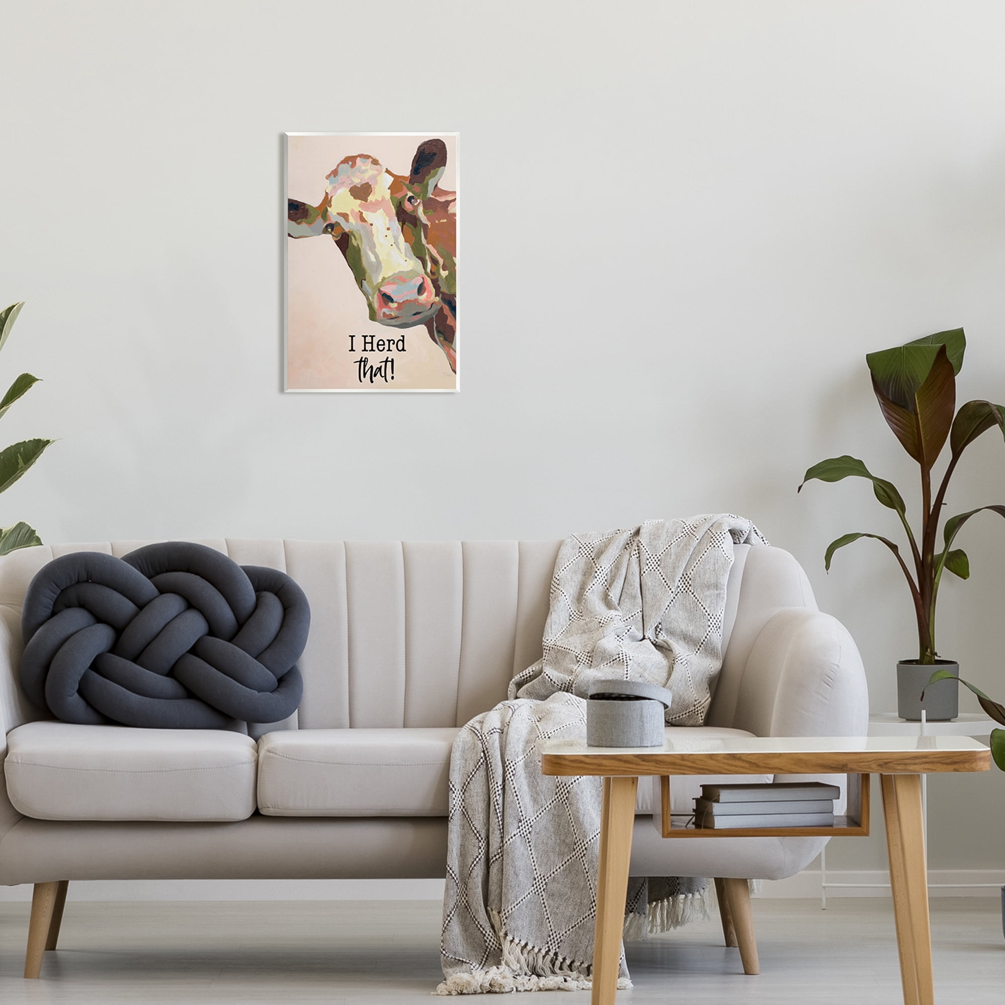 Stupell I Herd That! Farmhouse Cow Phrase Animals & Insects Painting Wall Plaque Unframed Art Print Wall Art