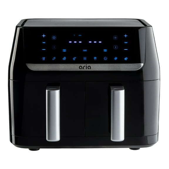 Aria 10 qt 2-Basket Air Fryer, Black - Smart Sync Mode