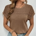 thumbnail image 2 of ZyeKqe Summer Tops for WomenCrochet Short Sleeve Shirts Hollow out Crewneck T Shirts Beach Vacation Top, 2 of 7