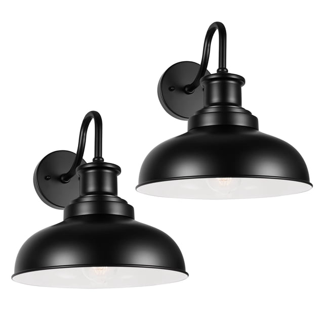 Lámpara de pared exterior Diyel Gooseneck Barn Light 120 V, color negro mate
