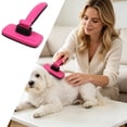 thumbnail image 4 of SelfâCleaning Slicker Pet Grooming Brush Ergonomic Handle Deshedding Tool For Dogs Cats Removes Loose Mats Tangles(Pink-12.3x17.2cm), 4 of 5