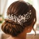 thumbnail image 4 of Diadema de novia para el cabello, diseño de hojas de flores y perlas, accesorios para el cabello para mujeres, perla, 4 of 4