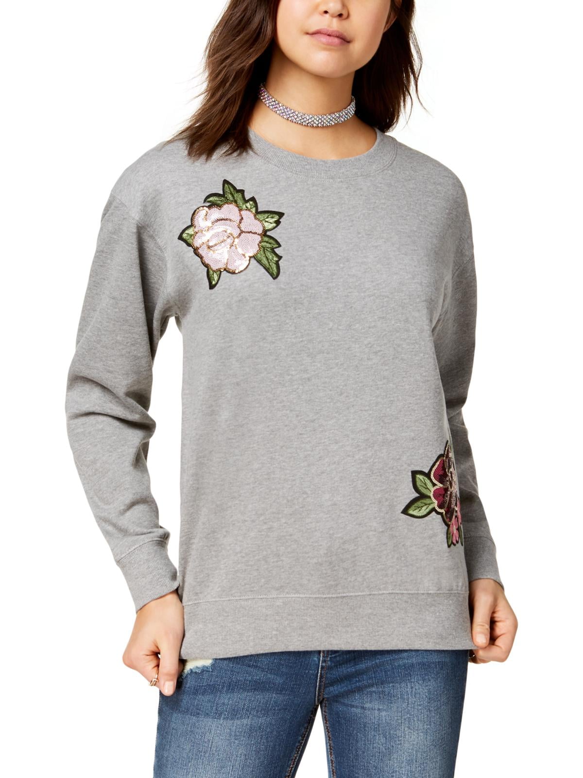 Ultra Flirt Womens Applique Sequined Sweatshirt
