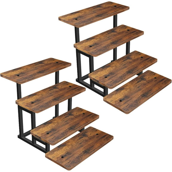 Lily Cupcake Stand for 50 Cupcakes, 2 PACK Wooden Dessert Table Display Set for Wedding Cupcake Tower, Stepped Tiered Tray Stand 4 Tier Risers Display Stands Serving Trays for Party Market Display