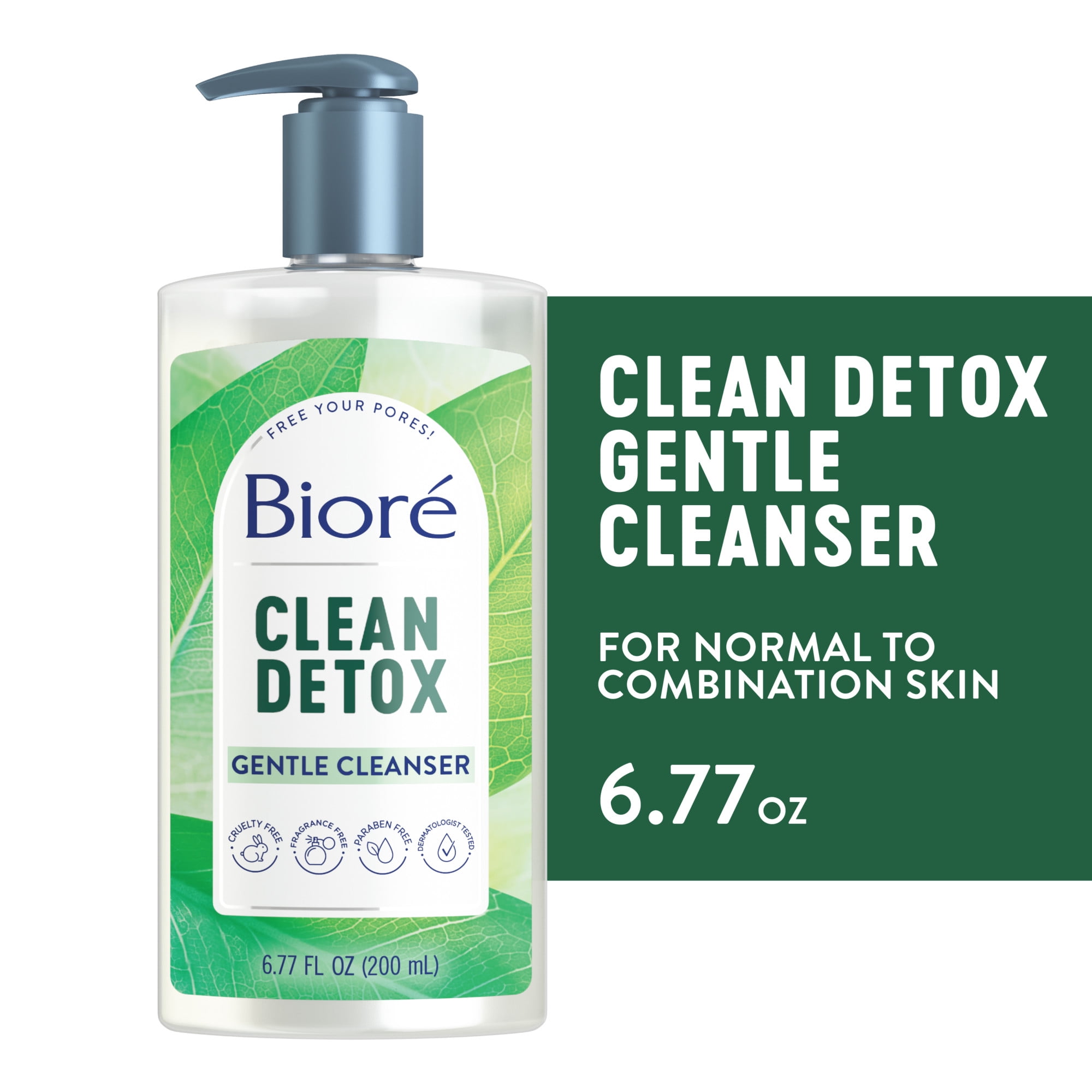 Bioré Clean Detox Gentle Face Cleanser, Daily Face Wash, Cleansing