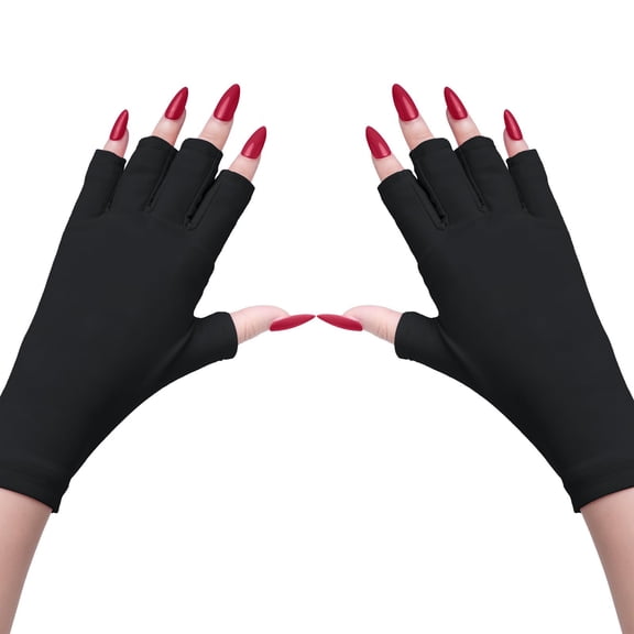 Gel Nail UV Protection Gloves, UPF50 Fingerless Manicure Gloves, Professional UV Shield Gloves Block UVA/UVB, Protect Hands from Gel Nail Lamp Dryer & Sun Damage for Women Men
