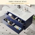 thumbnail image 2 of 36" Wall Mounted Bathroom Vanity with Sink, Floating Design with 2 Spacious Drawers and Metal Handles, Blue, 2 of 7