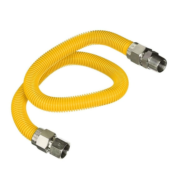 36" Flexible Yellow Epoxy Coated Gas Line Connector with 1" O.D. and 3/4'' FIP x 3/4'' MIP Fittings